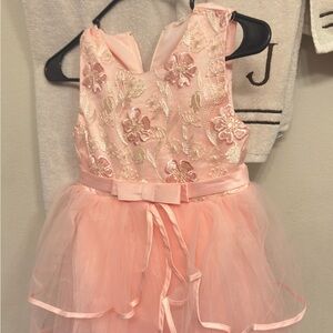 Charming Pink Floral Kids Dress with Bow